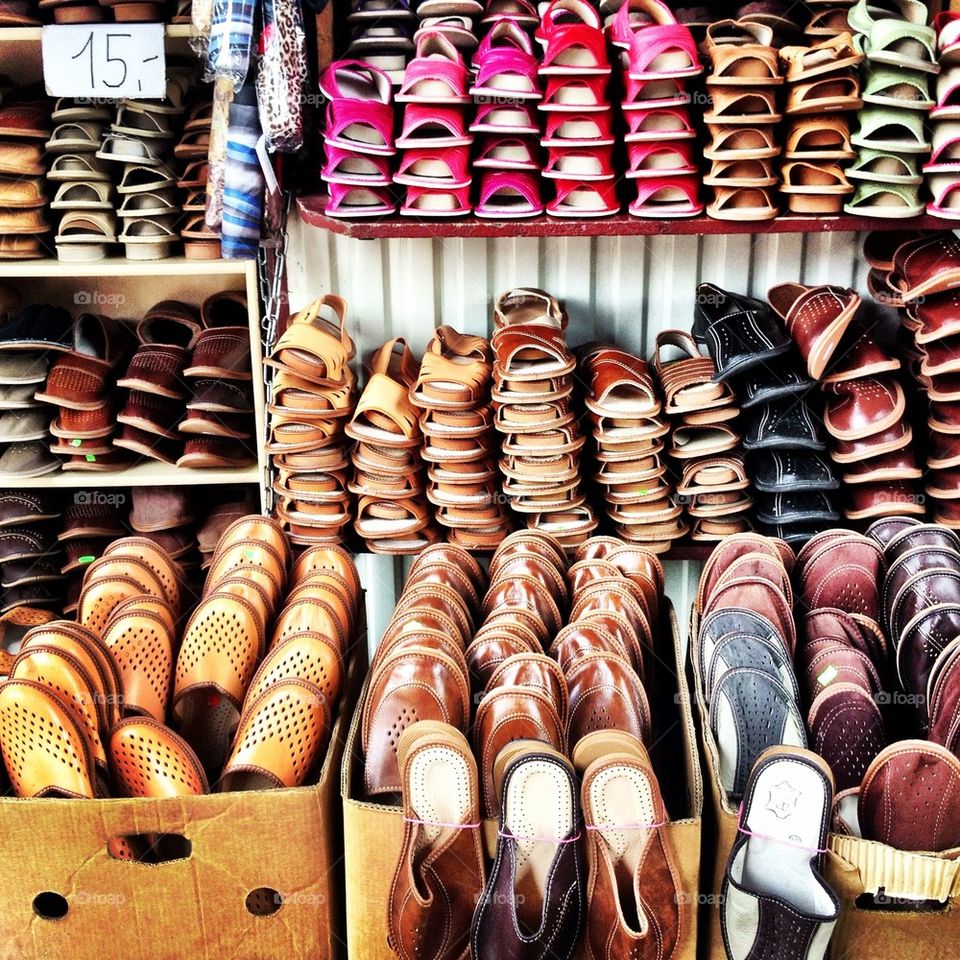 Shoes on a market