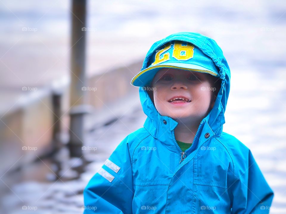 Happy toddler a windy day