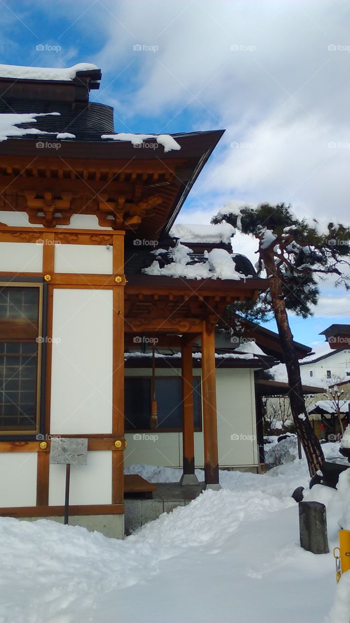 Local temple in the snow