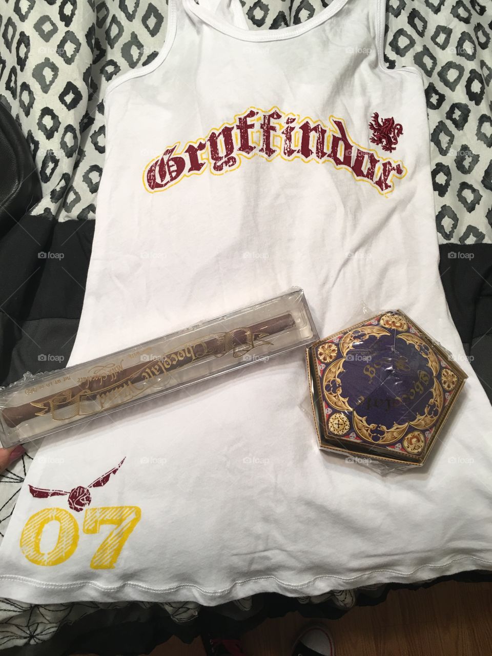 Harry potter wand,chocolate frog and t-shirt