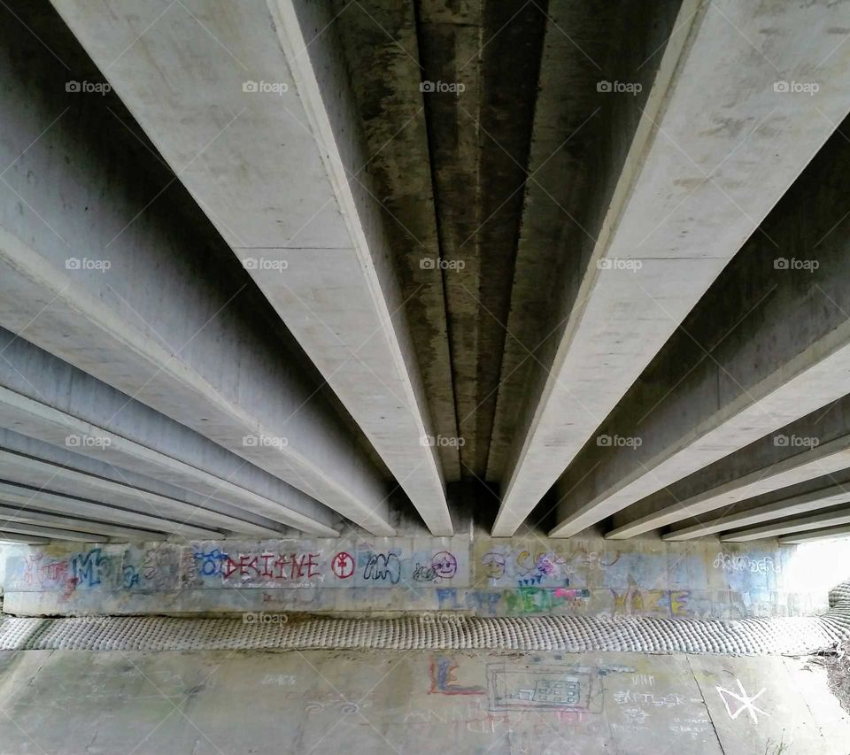 underside of highway bridge