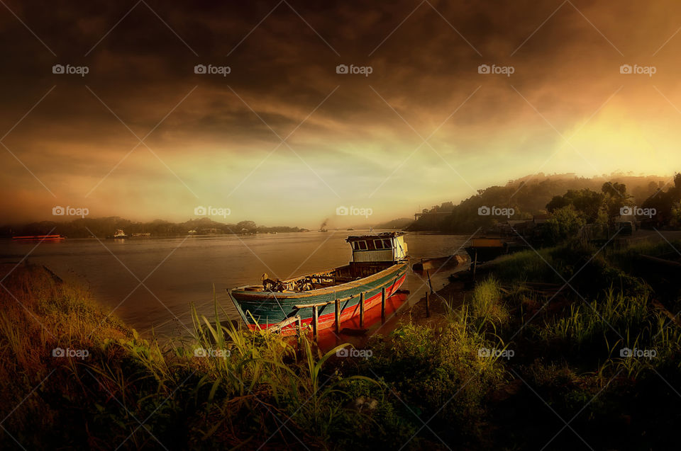 sunrise at mahakam river