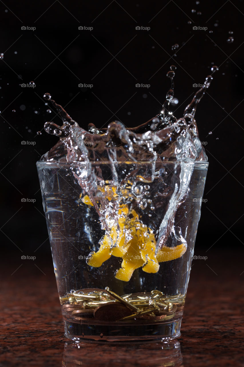 View of water splashing from glass