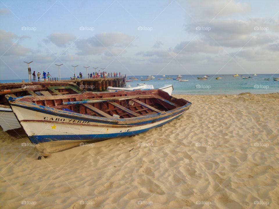 Wooden boat on beach