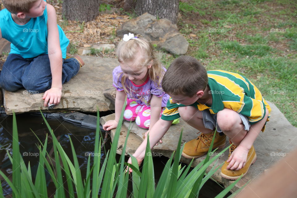 Kids and Koi Pond