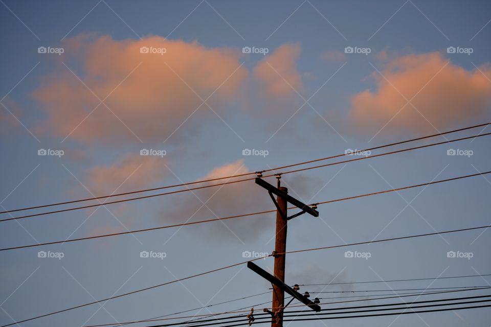 Sunset with power lines 