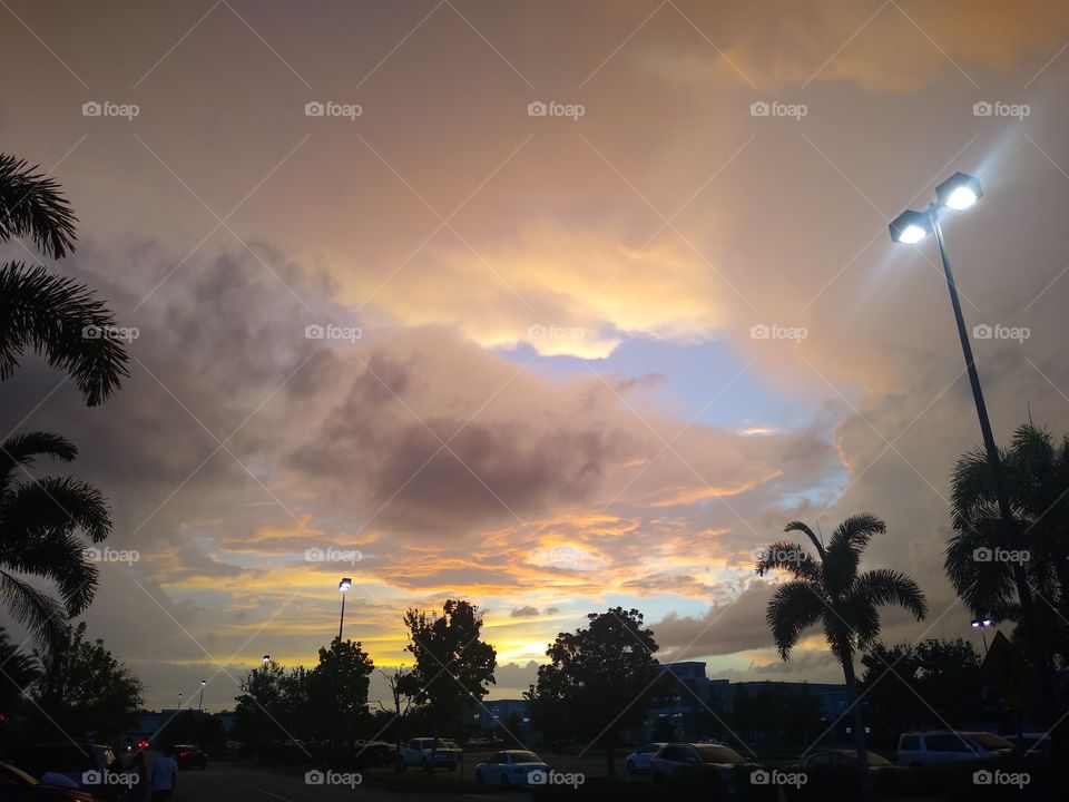 the sky changing from clear to stormy