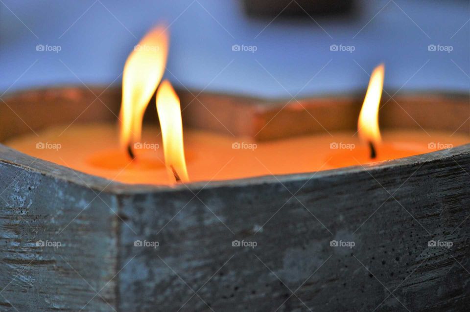 View of burning candles