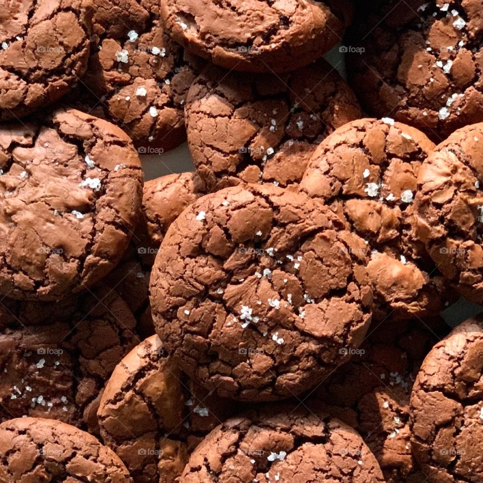 Sea salt chocolate chip brownie cookies looking delicious and yummy 