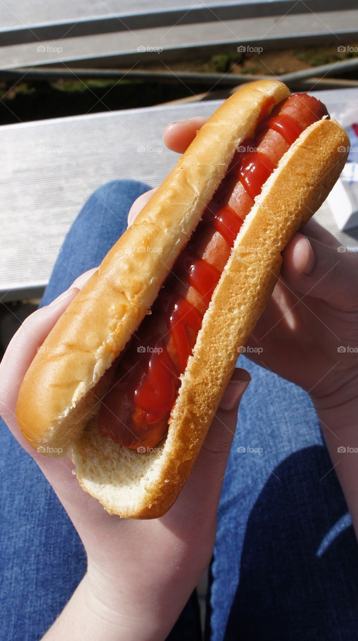 Hot dog with ketchup