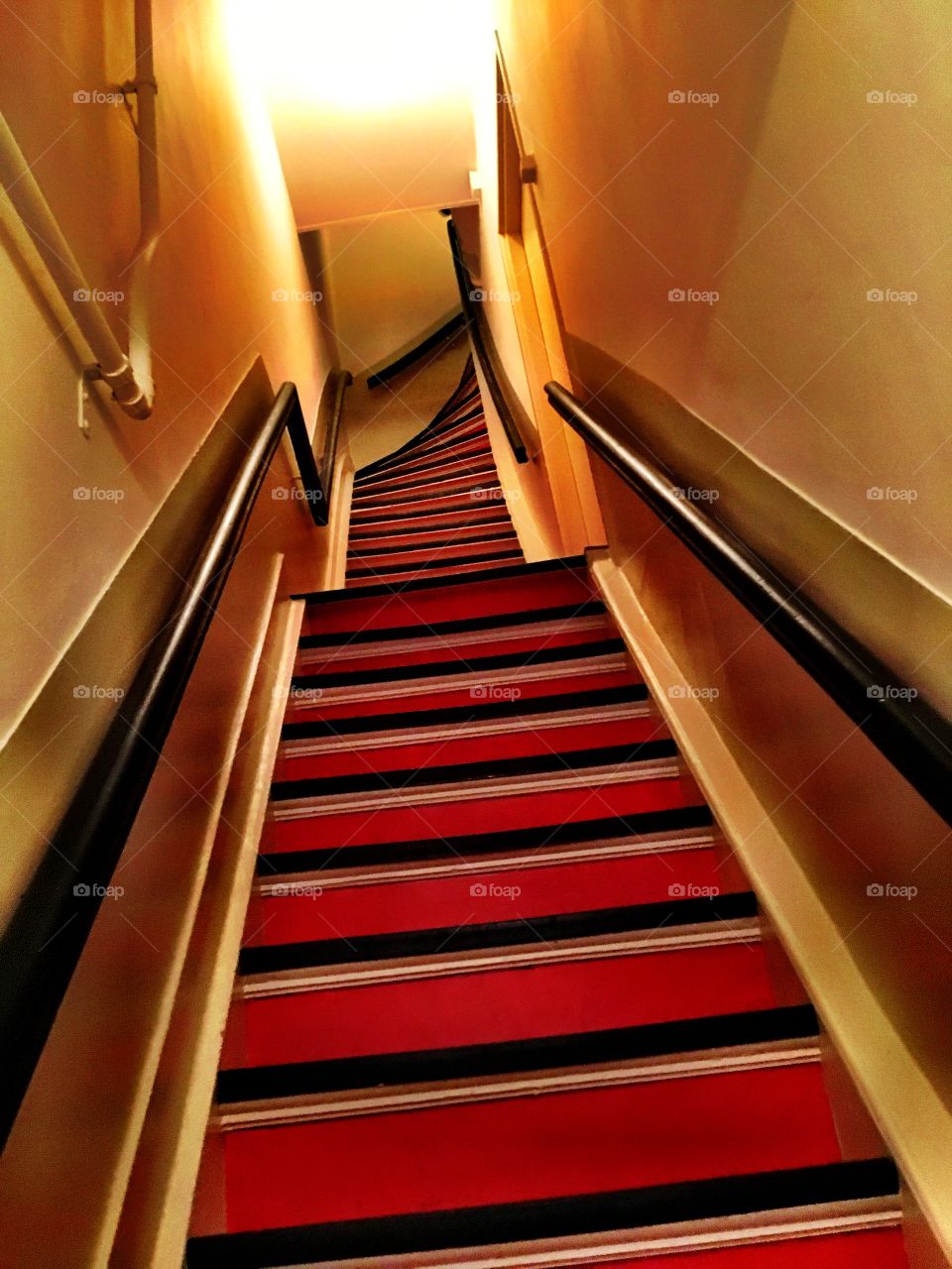 Up the red staircase 
