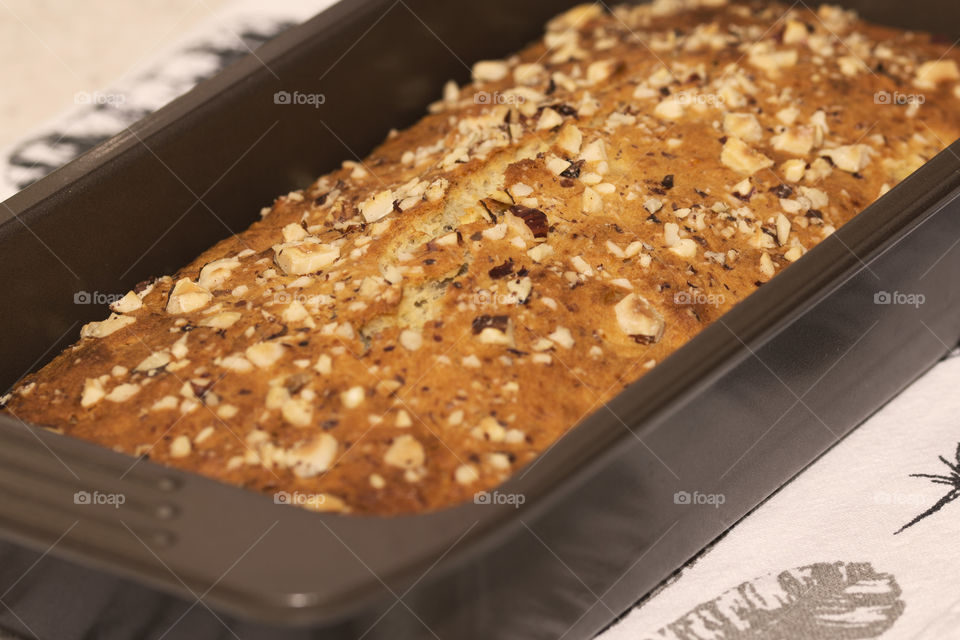 Delicious homemade banana bread with crunchy topping