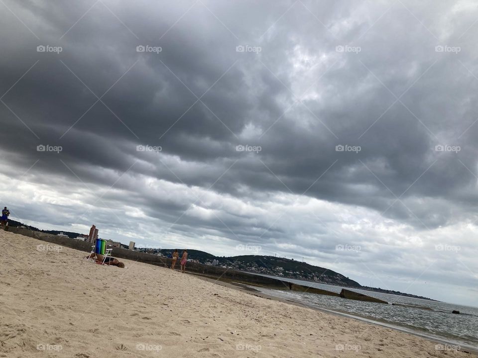 Gray clouds at the beach 