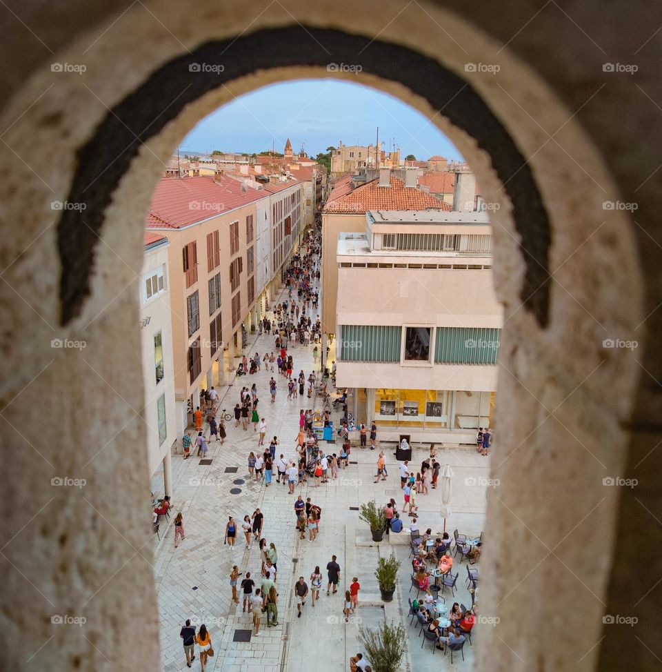 Urban view of Zadar street from above