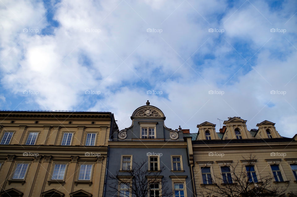 Low angle view of architecture in Kraków, Poland.