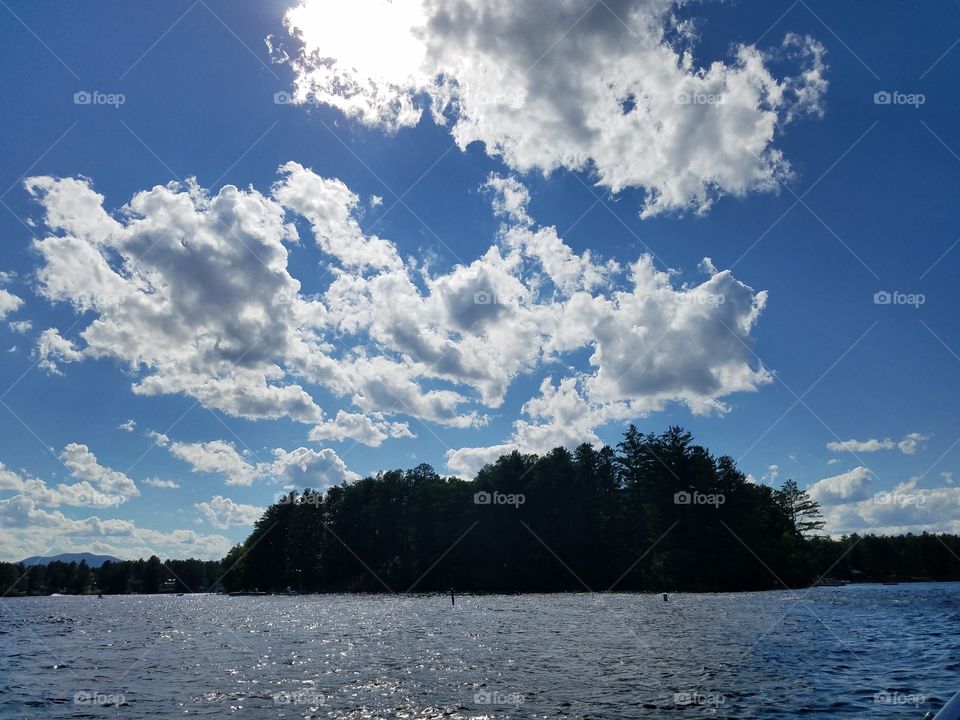 Lake 
Lake with Island and clouds, NH