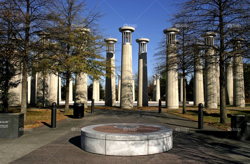 Sun dial pillars in Nashville 