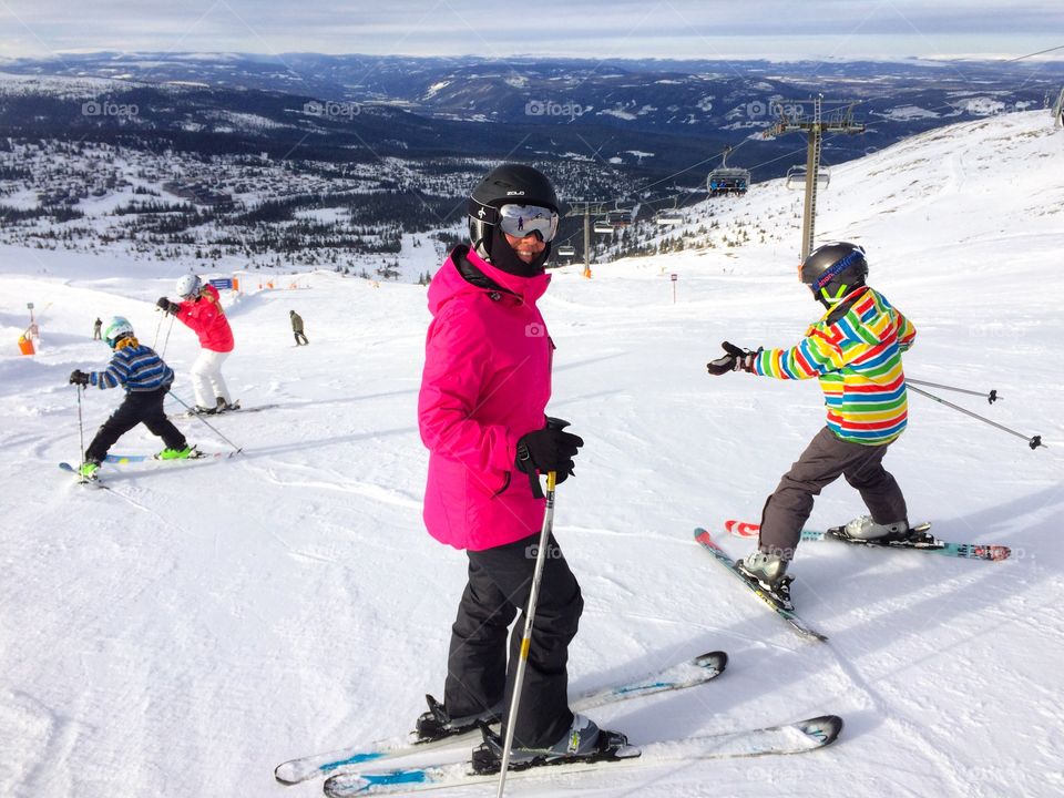 Group of people playing in winter