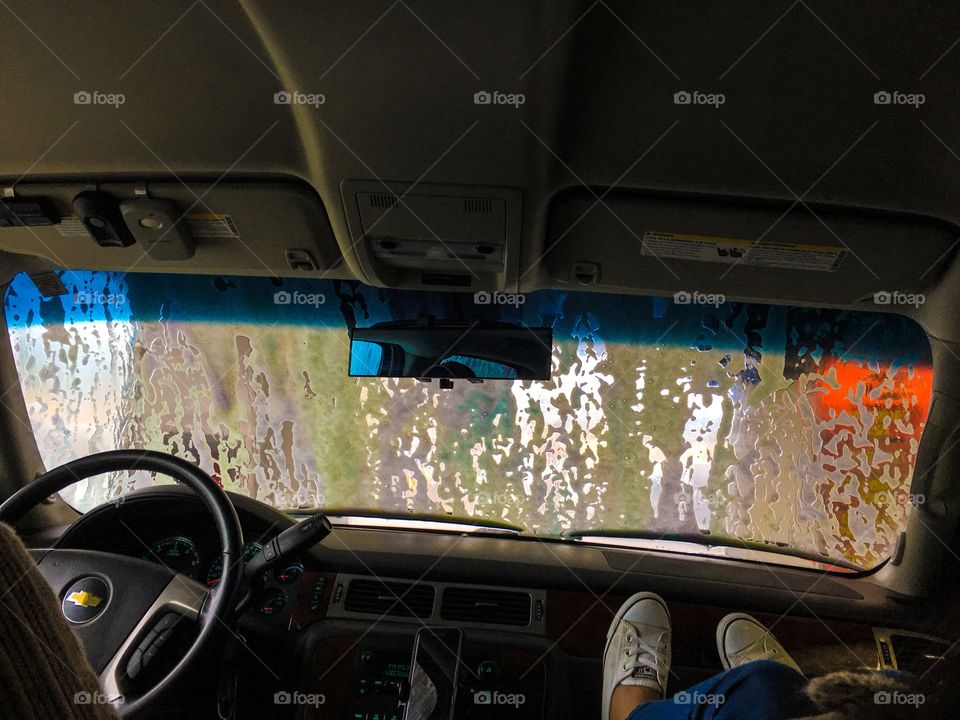 Rainbow in the car wash!