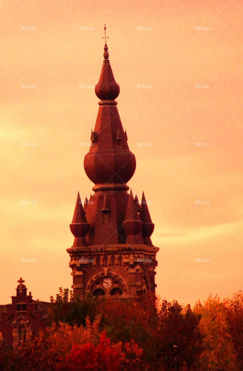 steeple in dusk