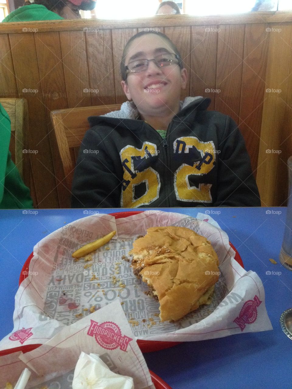 Defeated by a giant burger 