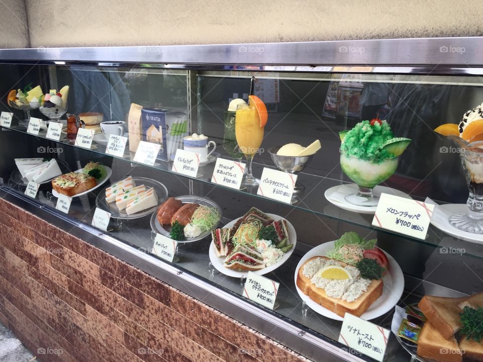 Food display in Kamakura restaurant window