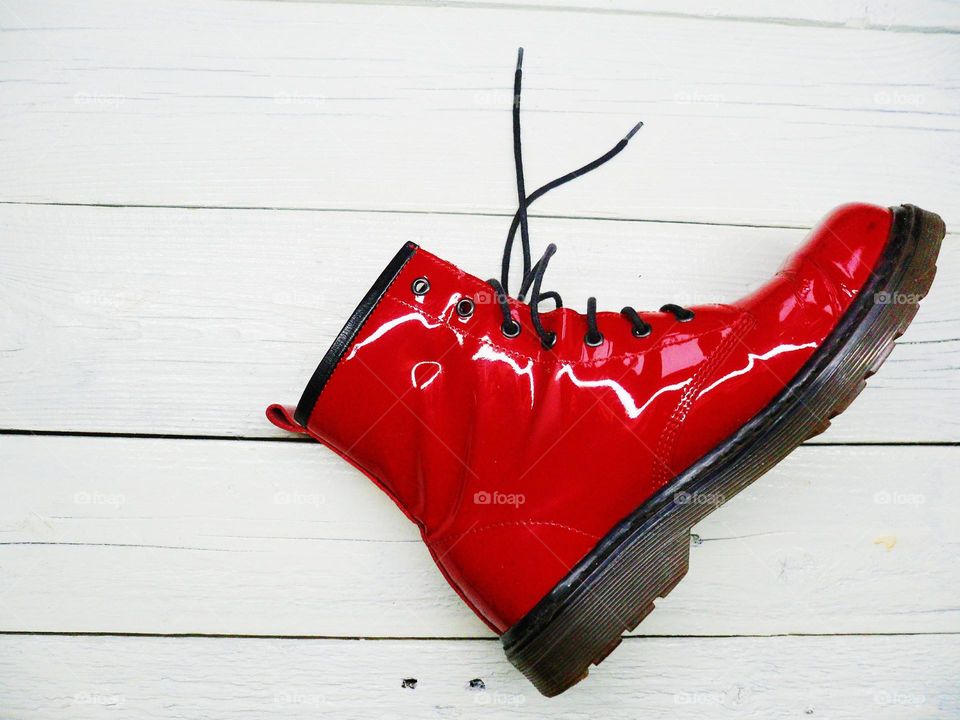 Red shoes on a white background