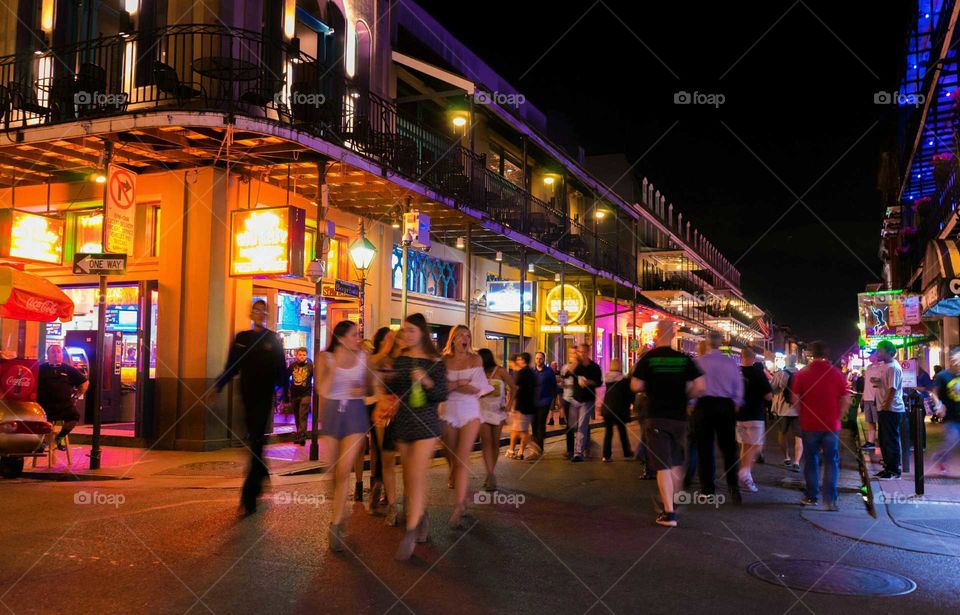 Bourbon street, French Quarter, New Orleans at night