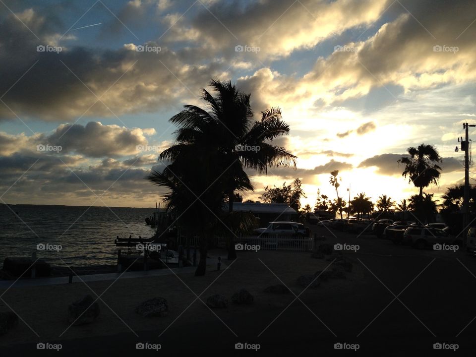 Golden sunset on a nice summer day in Key West Florida USA 