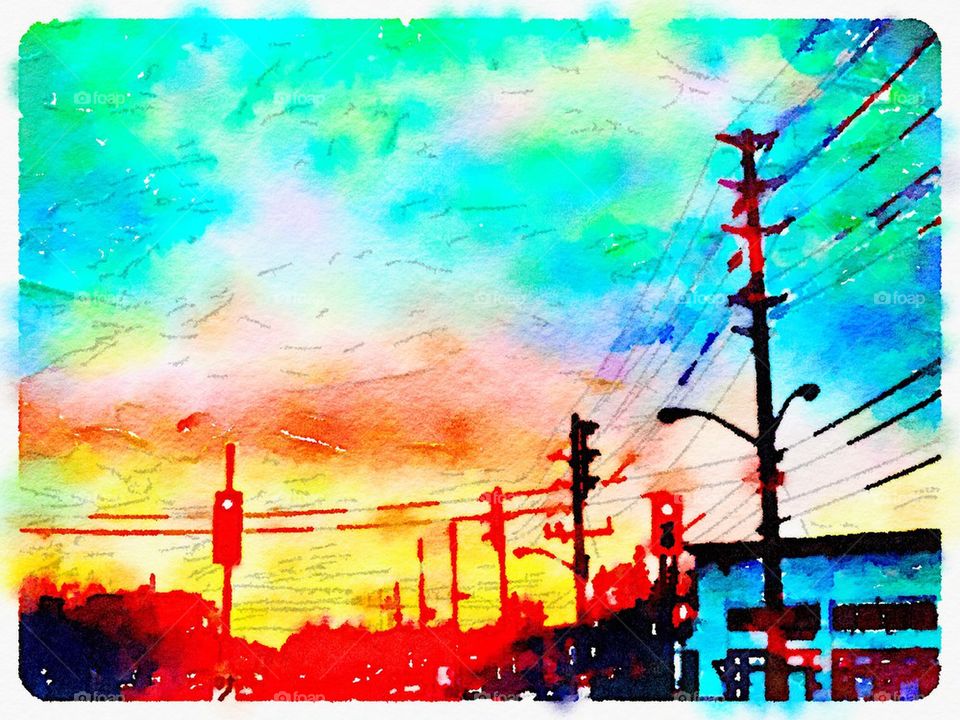 Sunset Water Color