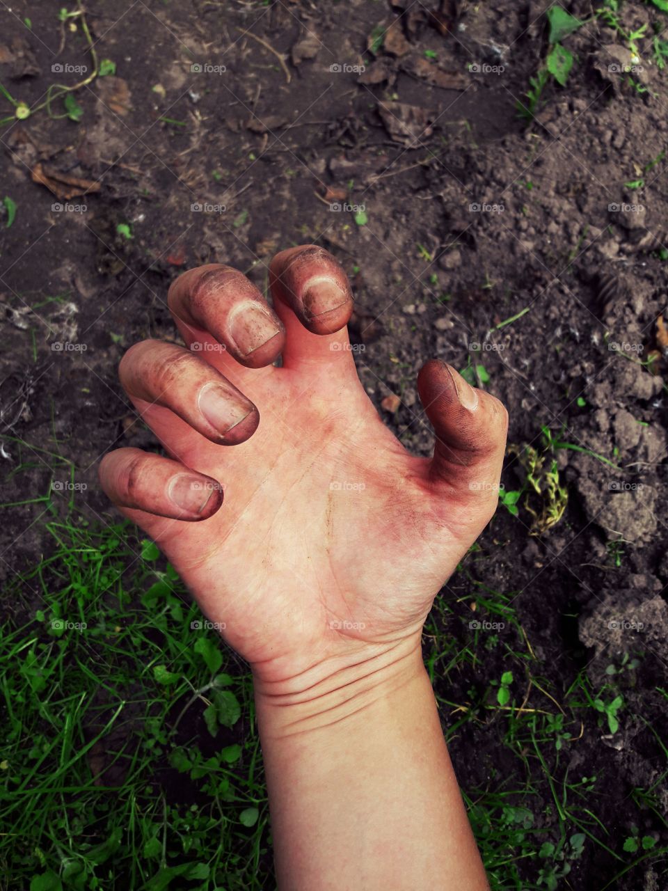 dirty gardening hands mud fingers