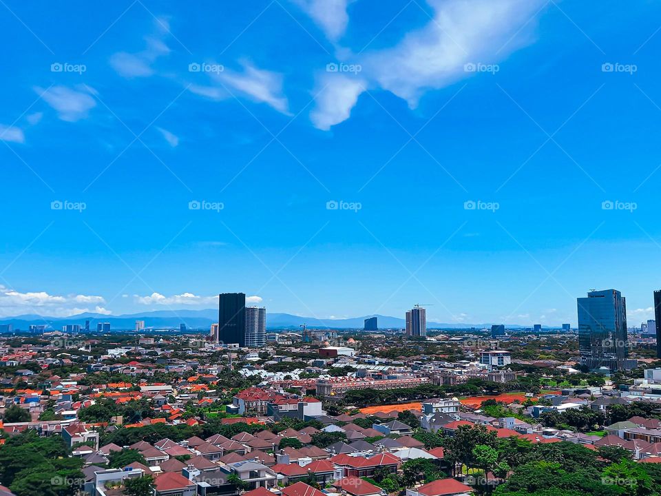 View of housing and blue sky