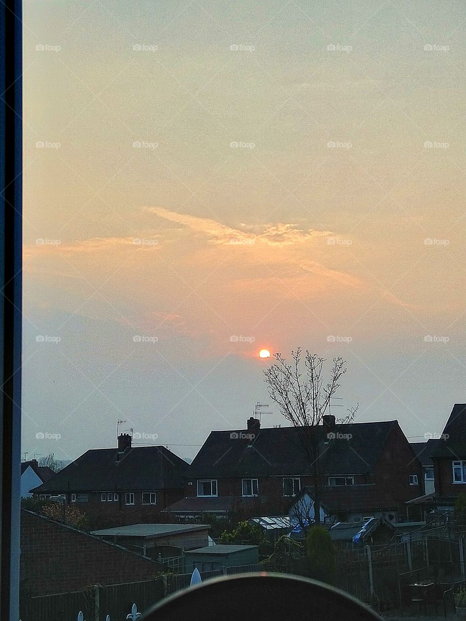 gorgeous low light sunset in the distance of Stapleford out of my bedroom window