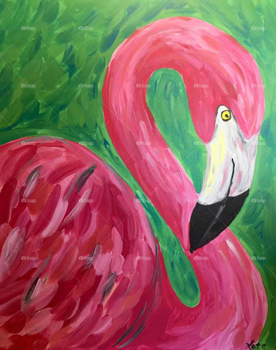 Pink flamingo art