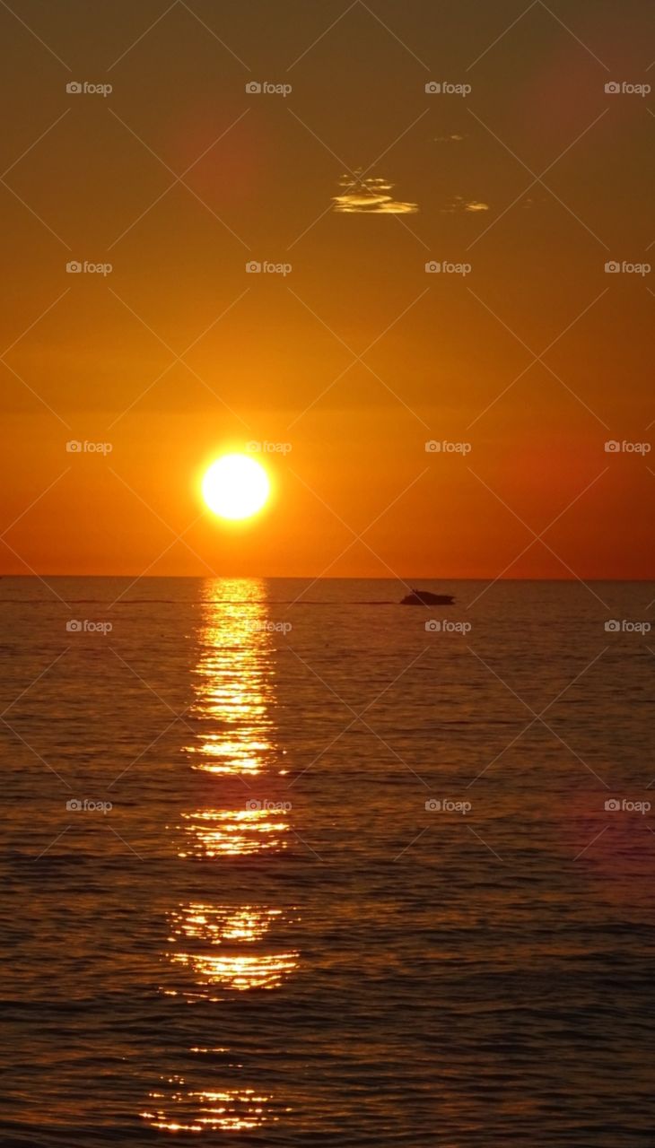 boat in the red sunset