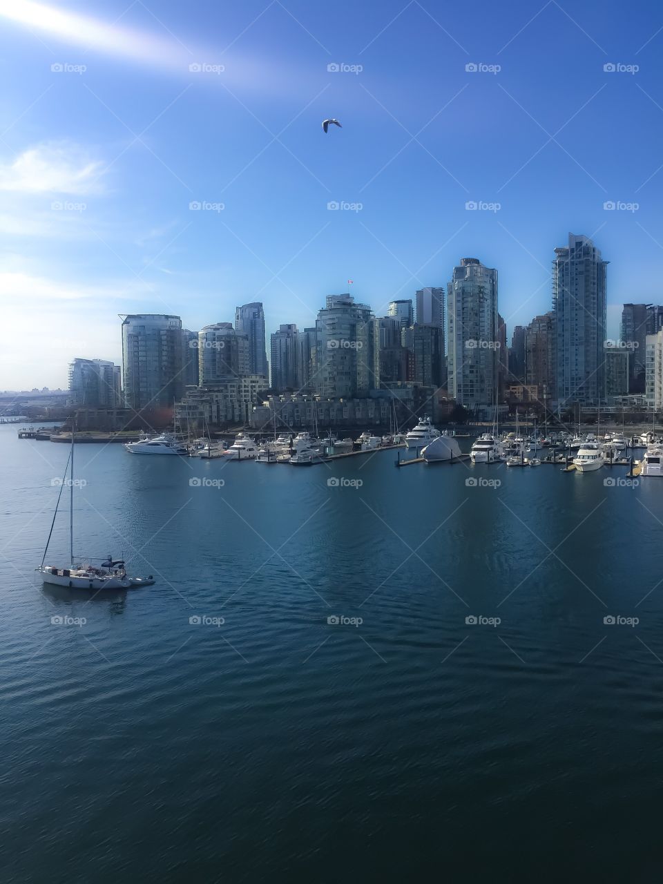 Vancouver, British Columbia on a beautiful warm spring day with decreased clarity filter