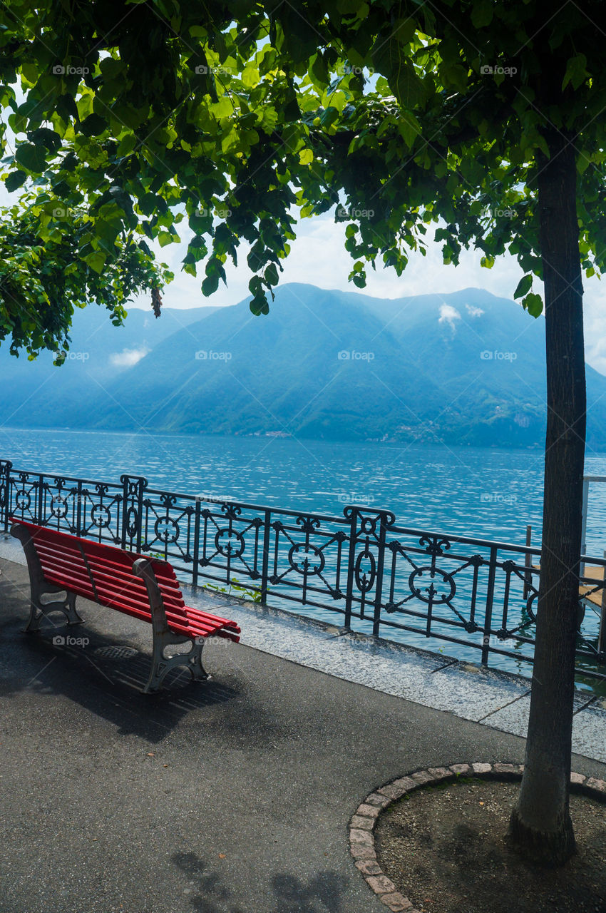 Um tarde fria apreciando a natureza no Lago Lugano na Suiça