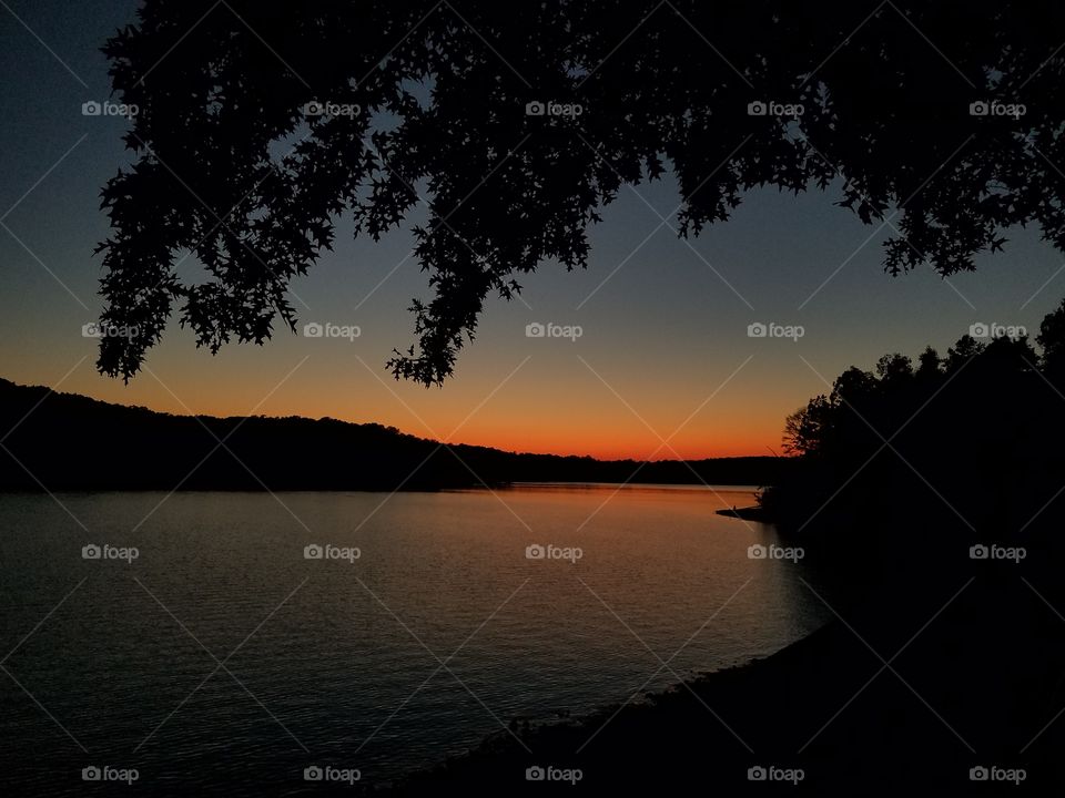 dusk on lake.