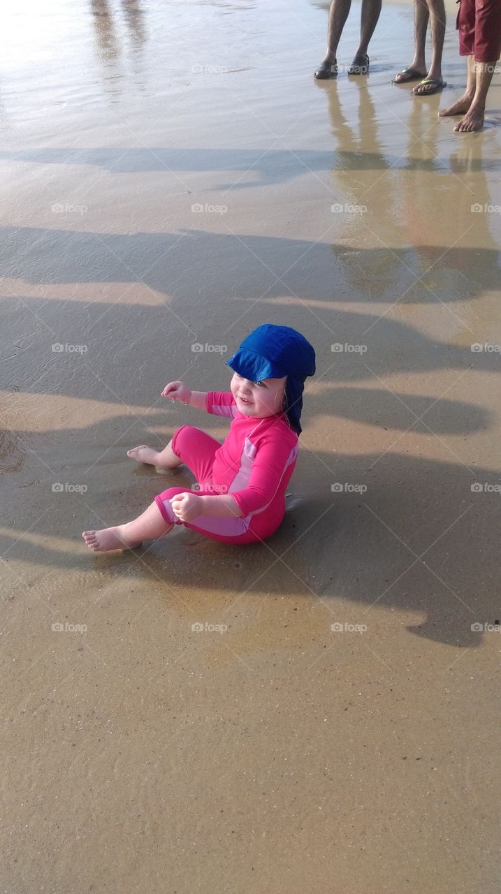 kovalam beach in Kerala ...very happy and cool child ...