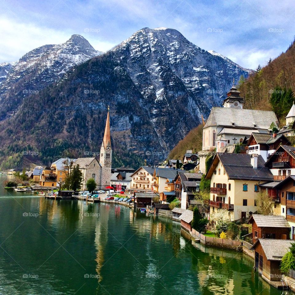 Hallstatt, Austria. A charming village tucked between majestic mountains and a serene lake