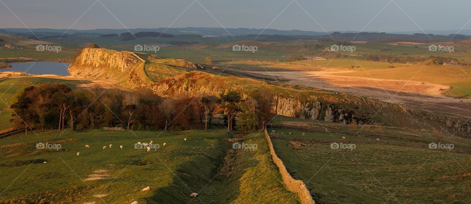 Hadrians wall at sunset