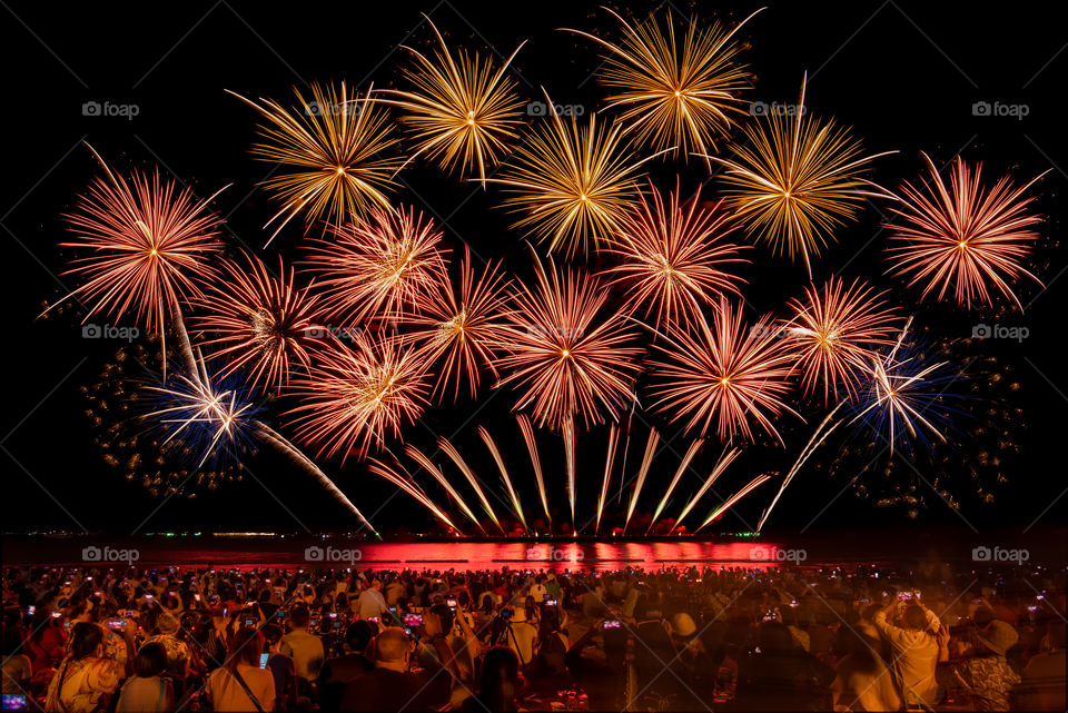 International firework festival in Pattaya beach Thailand