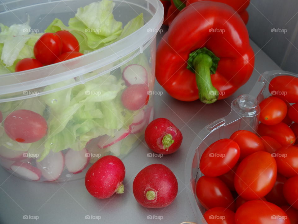 Fresh and colorful salad ingredients