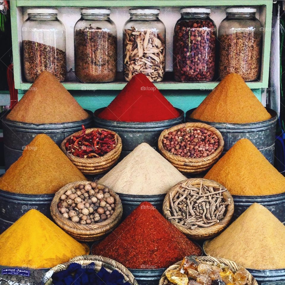 Spice display in Morocco