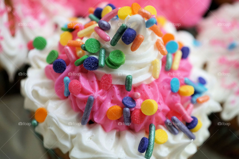 Extreme close-up of cupcake