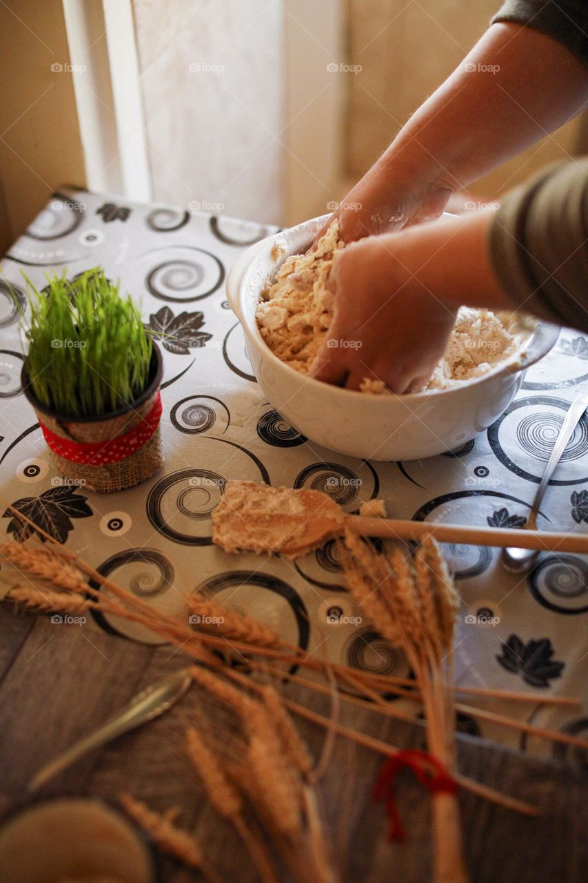 Kneading bread dough