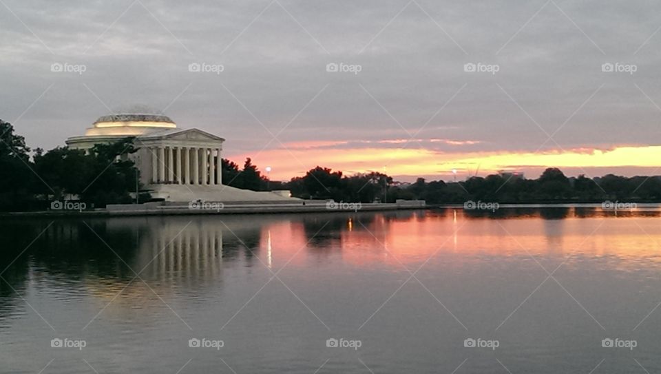 Jefferson Memorial at sunset. visiting DC