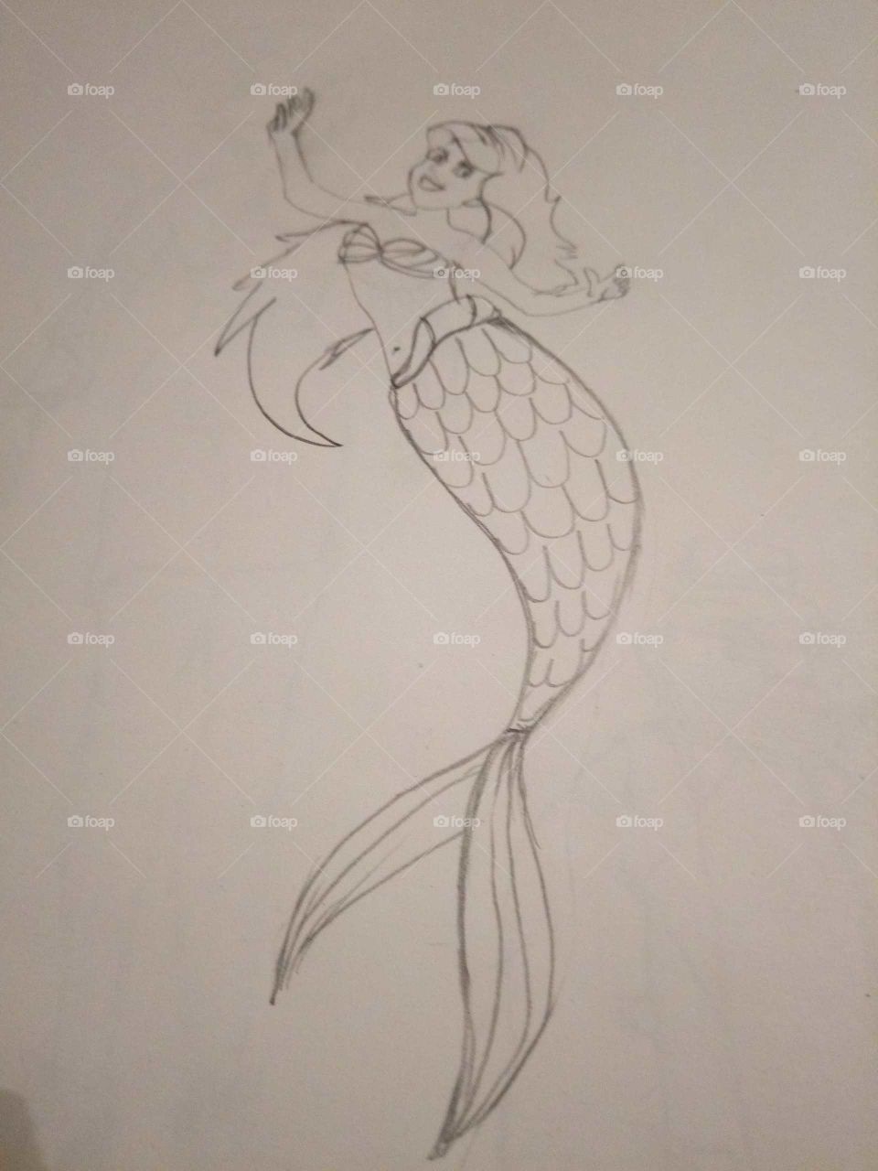 noch ein kleiner Versuch , Arielle die Meerjungfrau nach gemalt,soll als Groß Aufnahme an die Wand