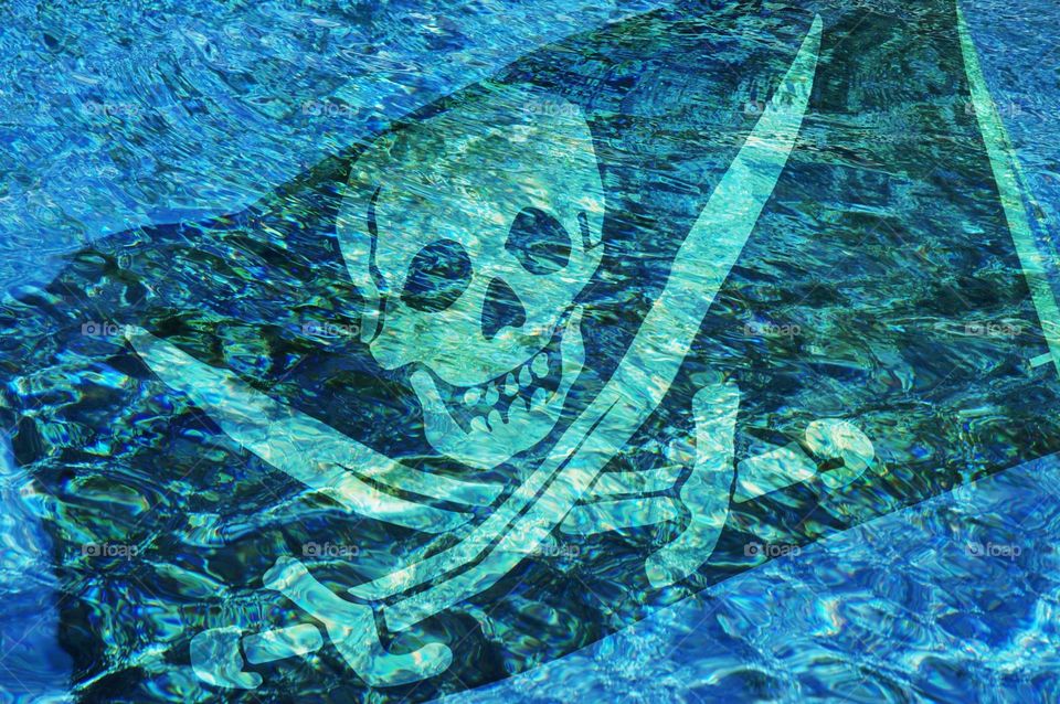 Watery grave. Pirate flag. 