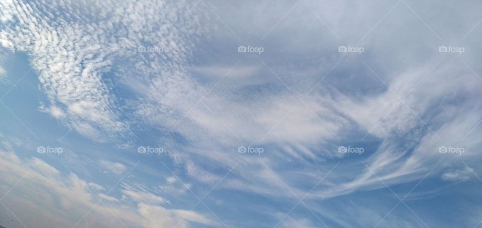 Special abstract clouds in the blue sky.